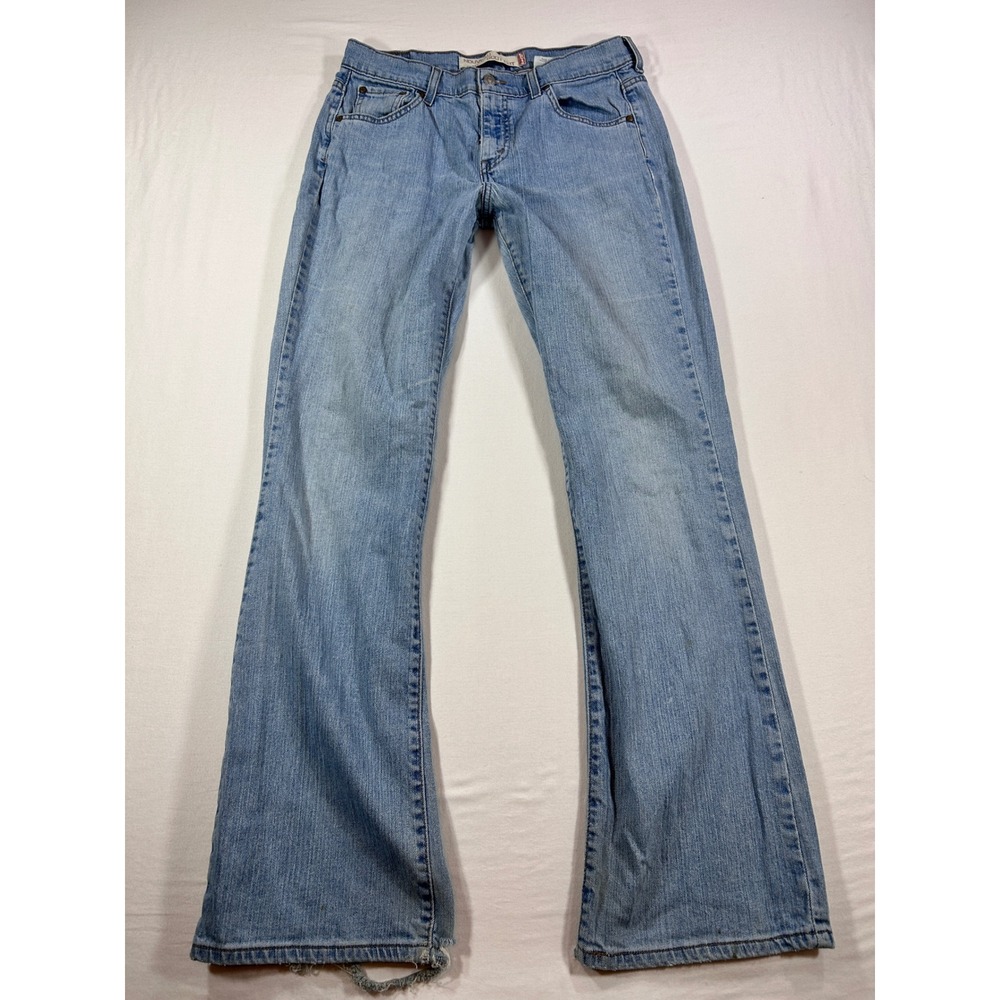 Levis 515 Nouveau Boot Cut Jeans Light Wash Denim Distressed Hems Size 12 L